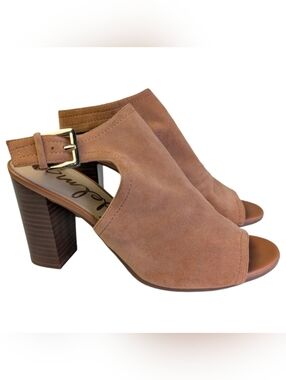 Sam Edelman Tan Suede Sandals | Stacked Heel | Size 8